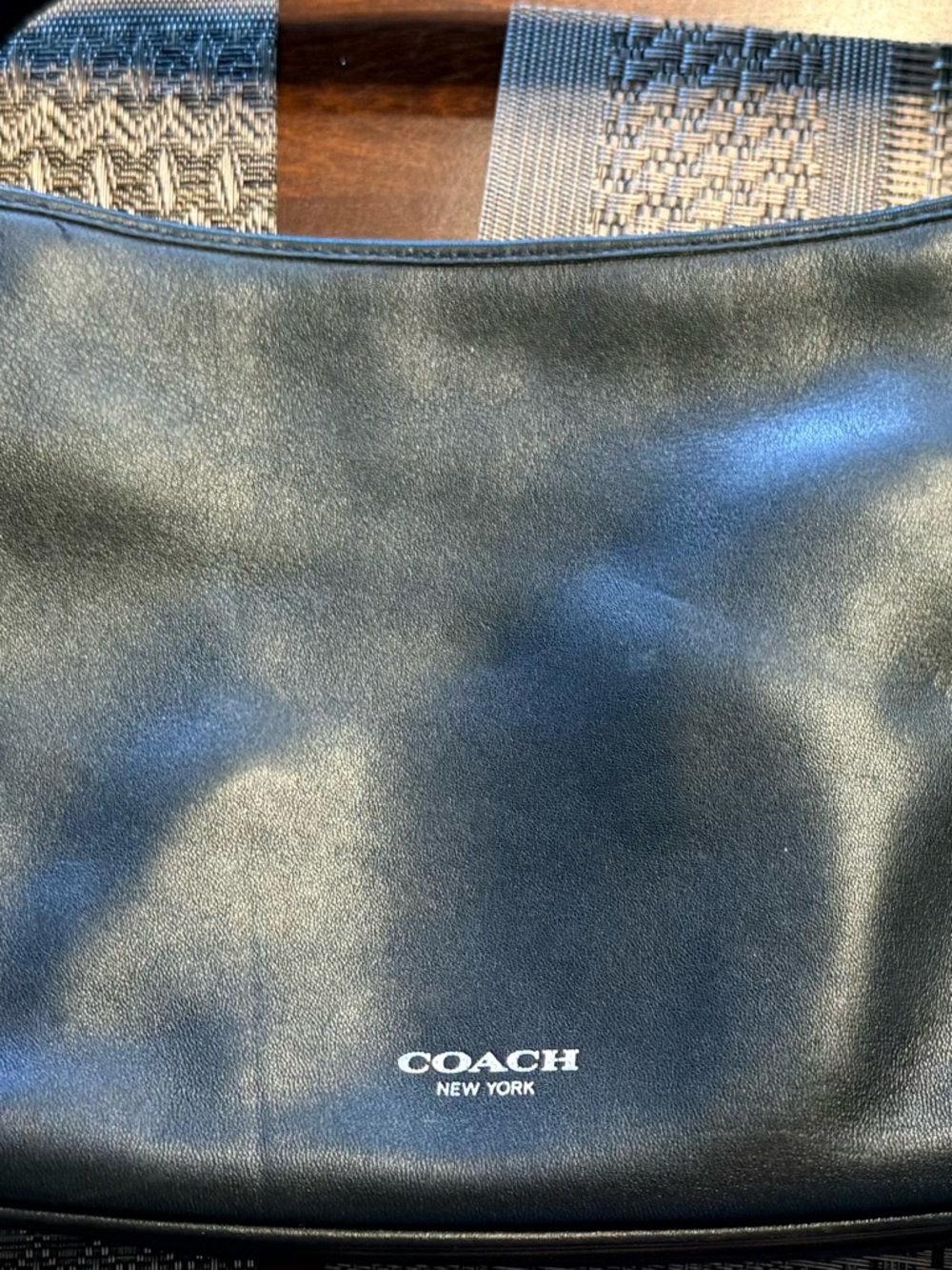 Coach Black Leather Messenger Crossbody with Silver Hardware